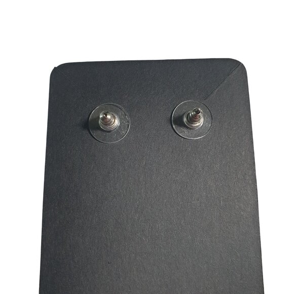 Silver Tone Blue Acrylic Faceted Stud Earrings Elegant Lightweight Jewelry Gift - Picture 4 of 4